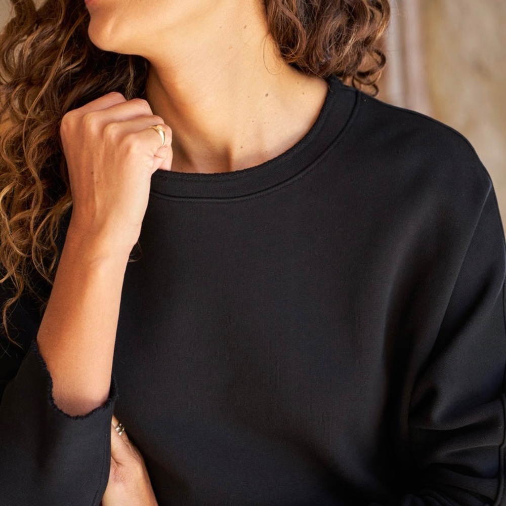 Frank & Eileen Anna Triple Fleece Long-Sleeve Capelet, Black - Picture 8 of 9